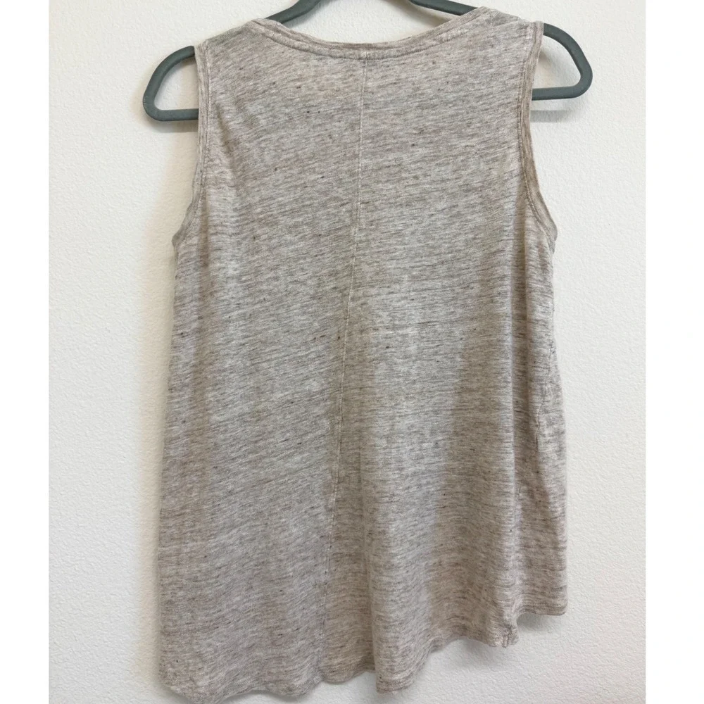 Athleta Womens Oatmeal Heather Linen Blend Layered Crossover High Low Tank Top S